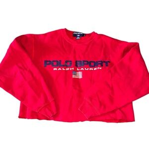 VTG Polo Sport Red Oversized Crop top